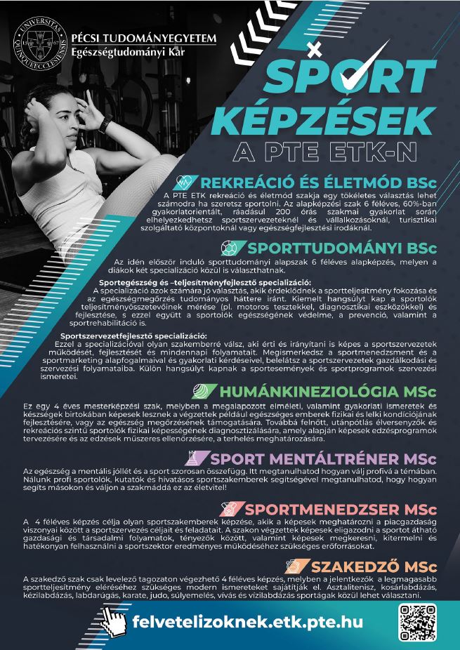 Sport képzések a PTE ETK-n